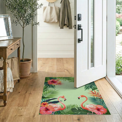 Pink Flamingo Hibiscus Area Rug