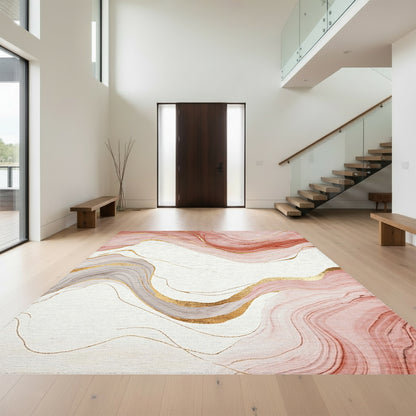 Rose Gold Marble Wave Rug