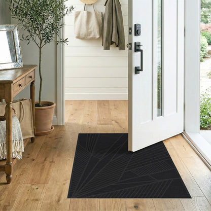 Black Geometric Line Area Rug
