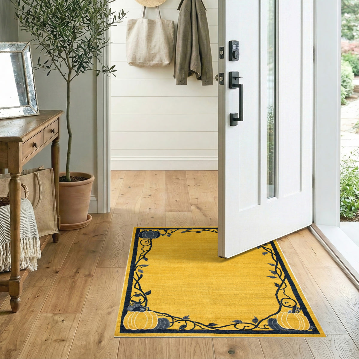 Yellow Pumpkin Vine Area Rug
