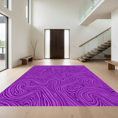 Purple Swirling Wave Abstract Rug