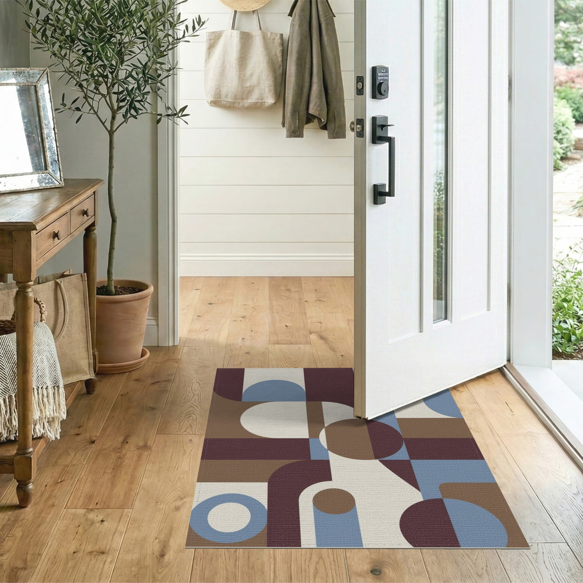 Brown and Tan Geometric Brown Tan Modern Area Rug