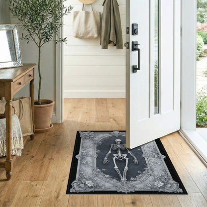 Vintage Skeleton Floral Frame Area Rug
