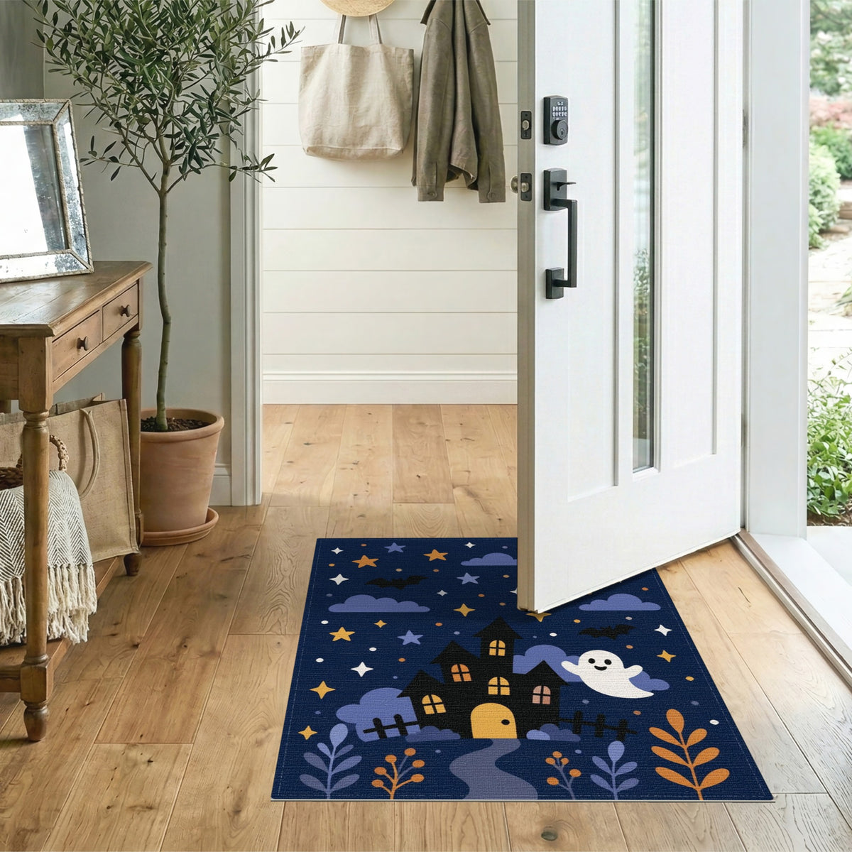 Spooky Ghost Haunted House Kids Cartoon Area Rug