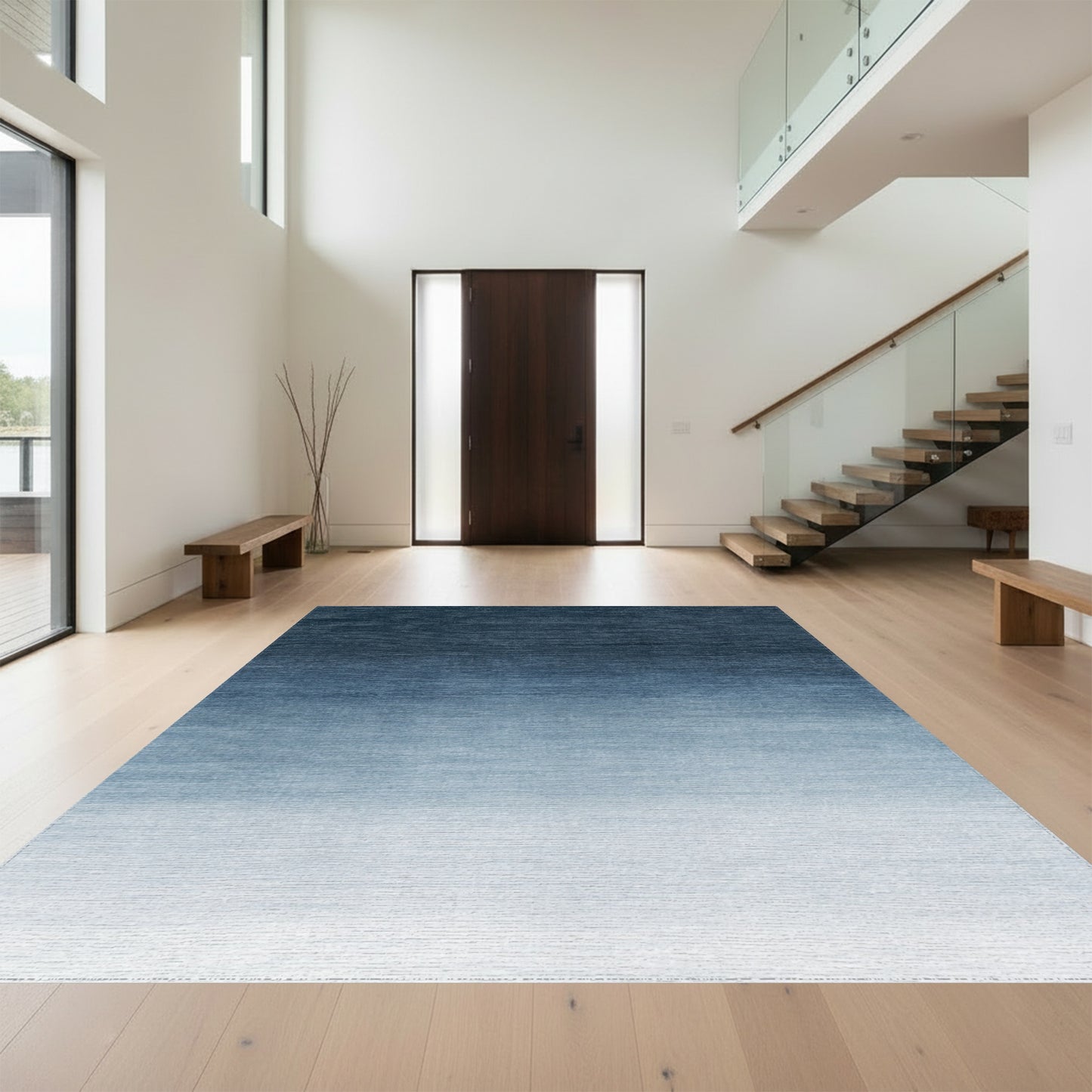 Navy Blue Ombre Gradient Rug