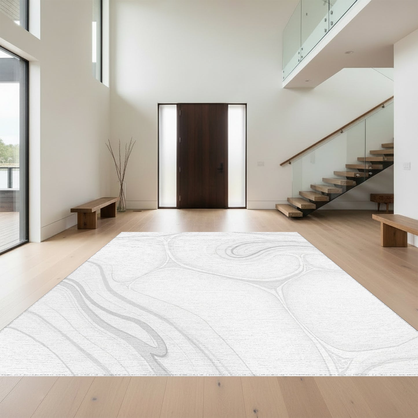 Abstract Fluid Grayscale Rug