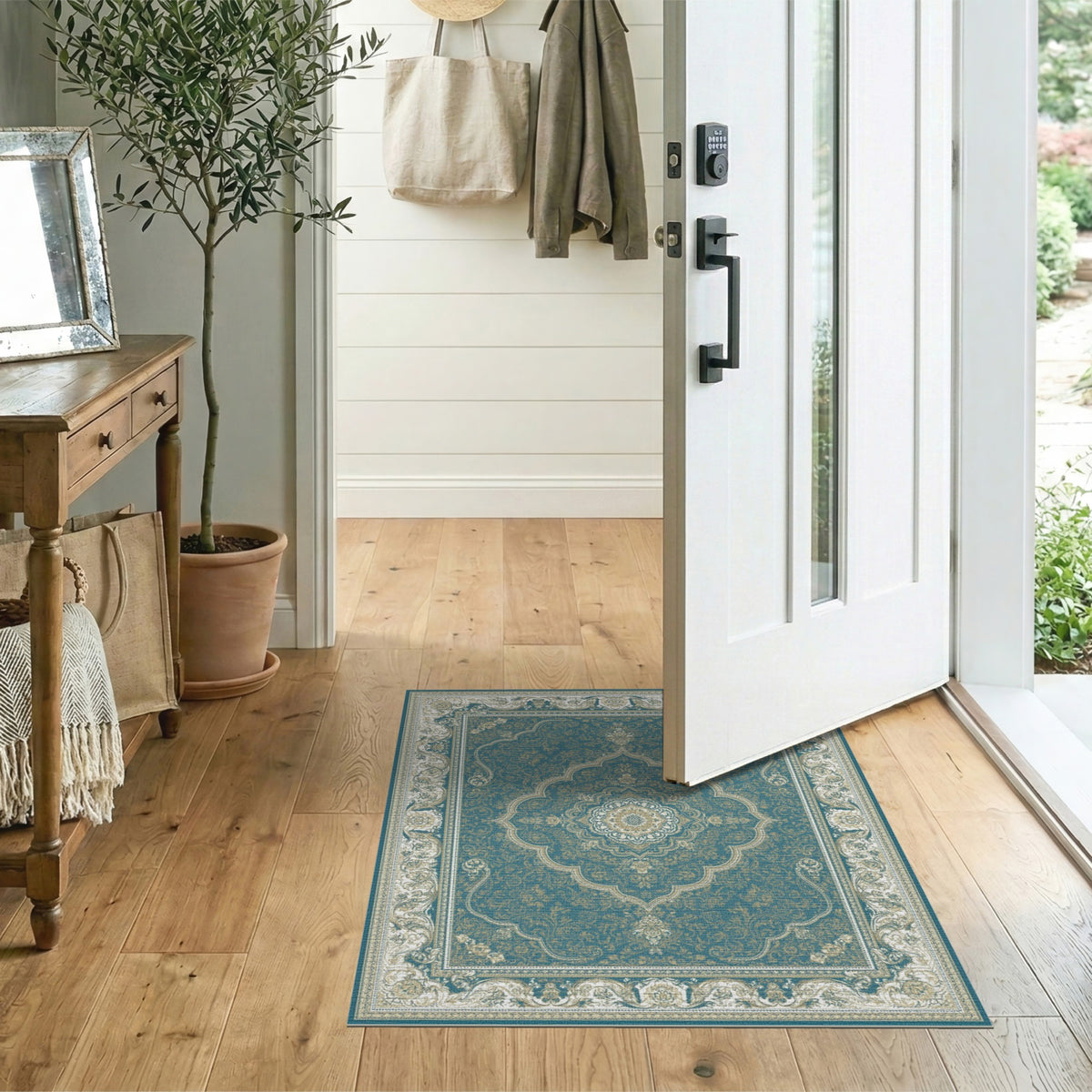 Teal Persian Medallion Area Rug