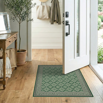 Diamond Geometric Modern Green Geometric Diamond Area Rug