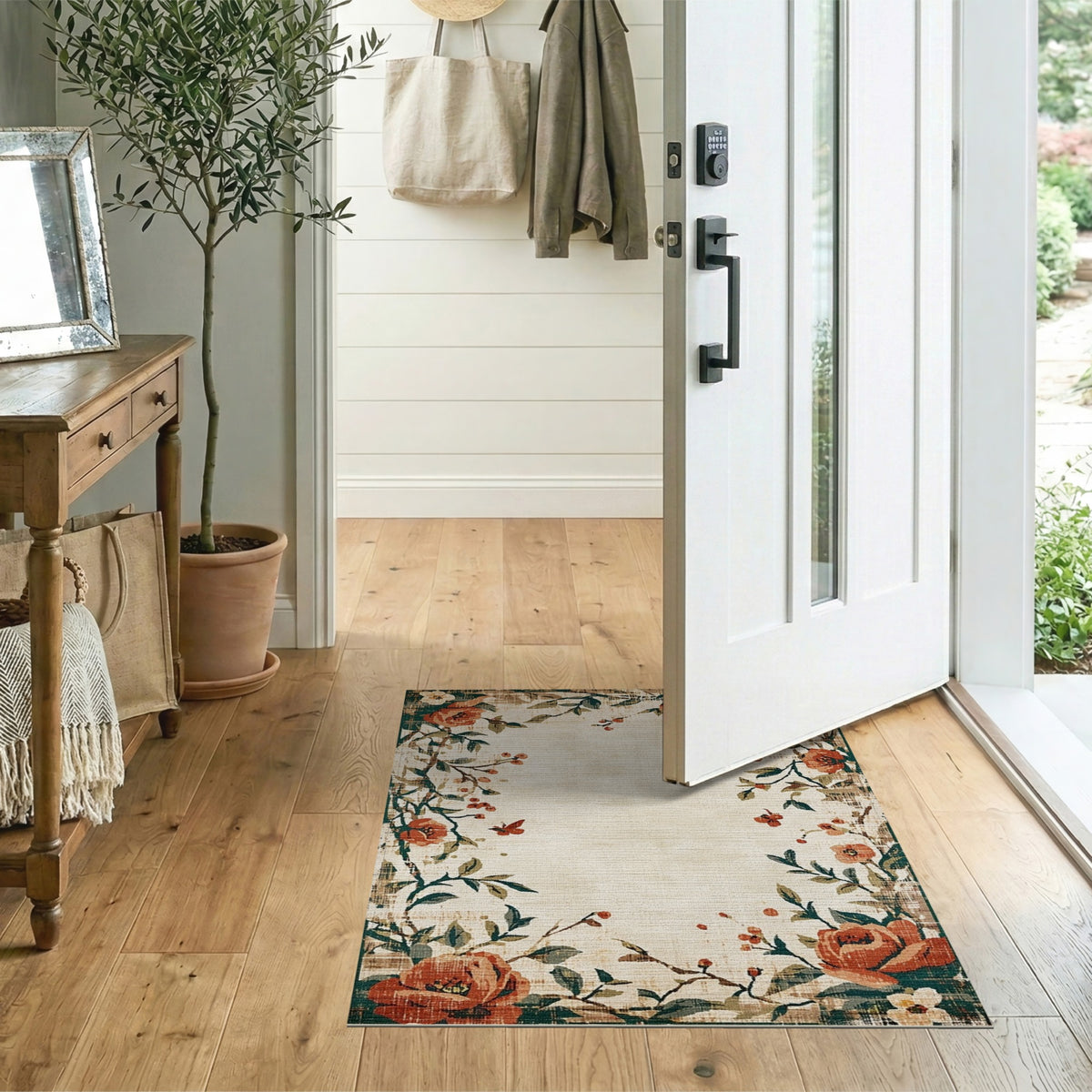 Vintage Floral Beige Area Rug