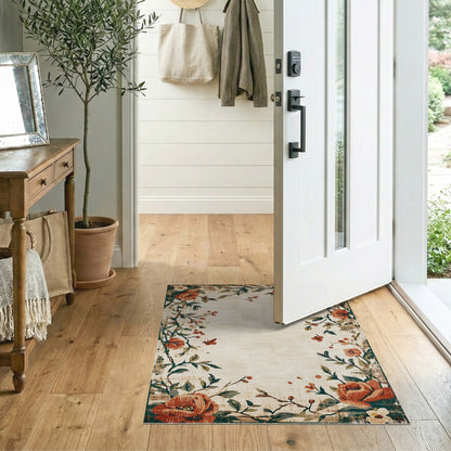 Vintage Floral Beige Area Rug