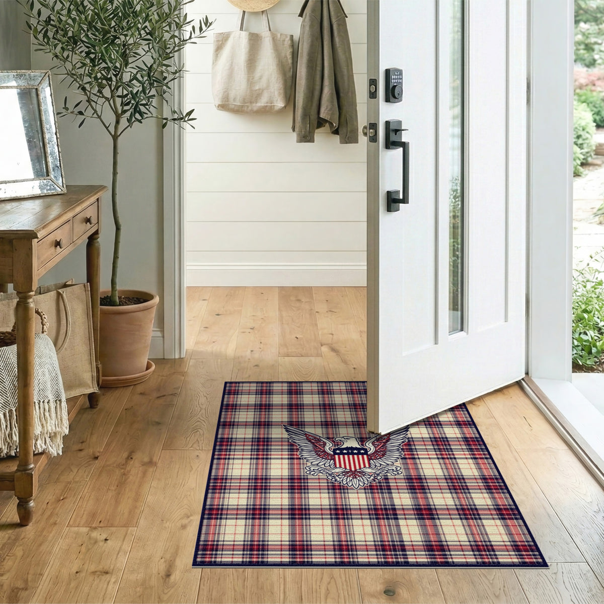 Patriotic Eagle Plaid Area Rug