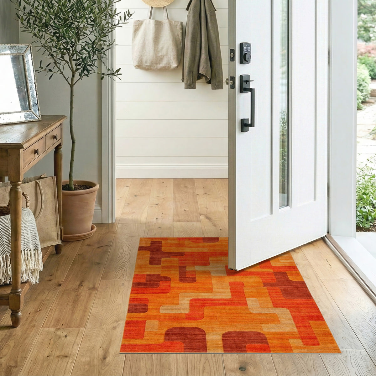 Orange Geometric Area Rug