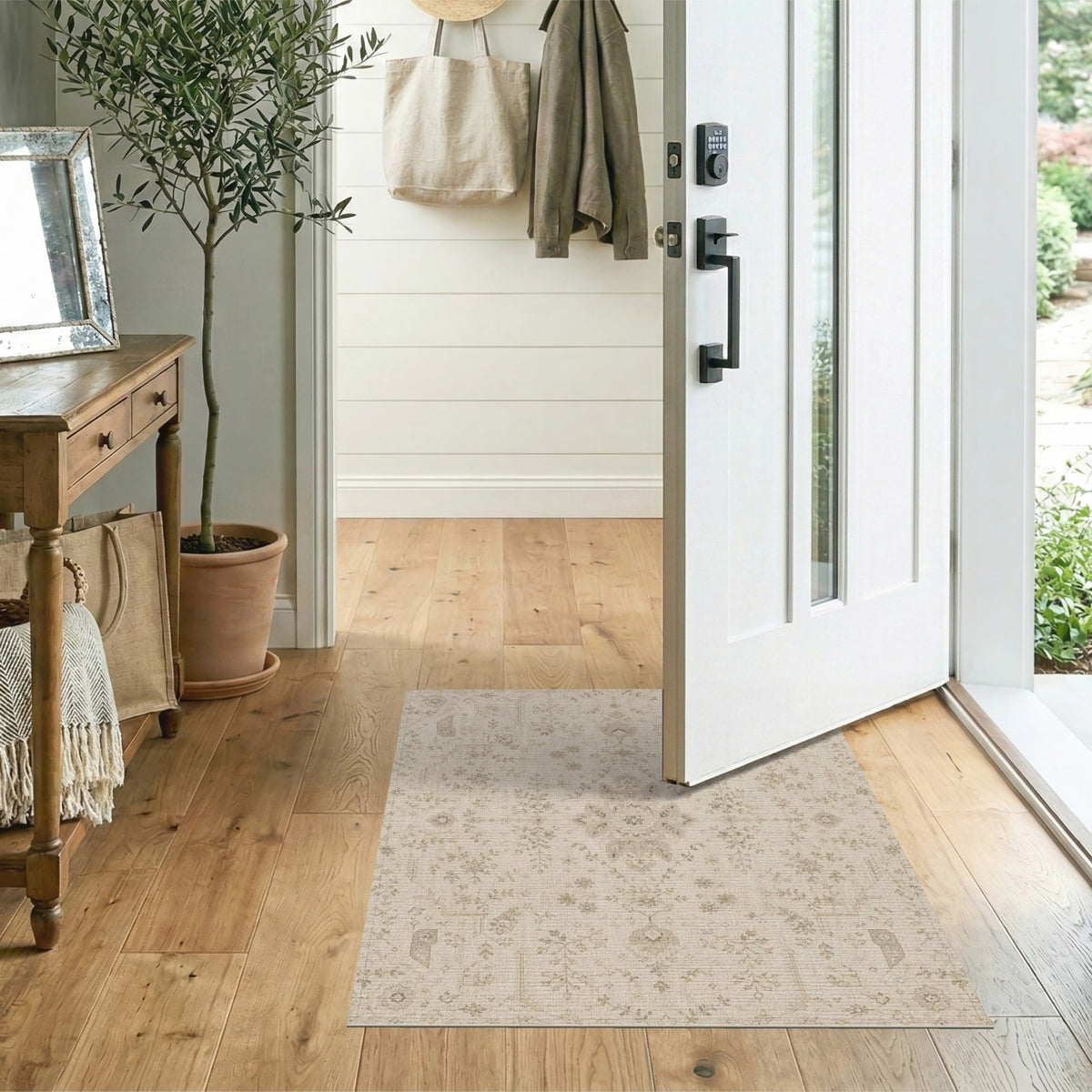 Beige and Neutral Beige Traditional Persian Area Rug