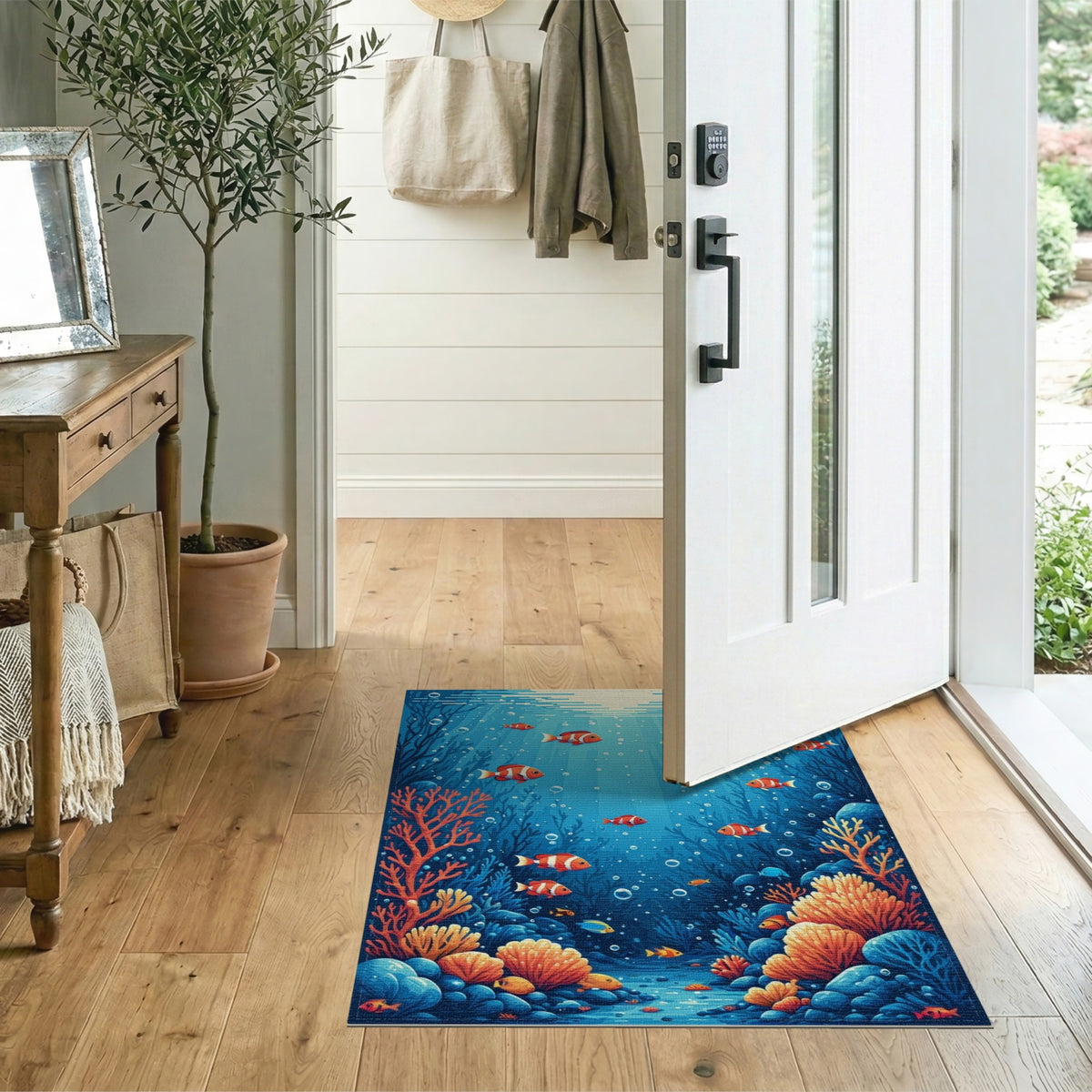 Ocean Coral Reef Fish Area Rug