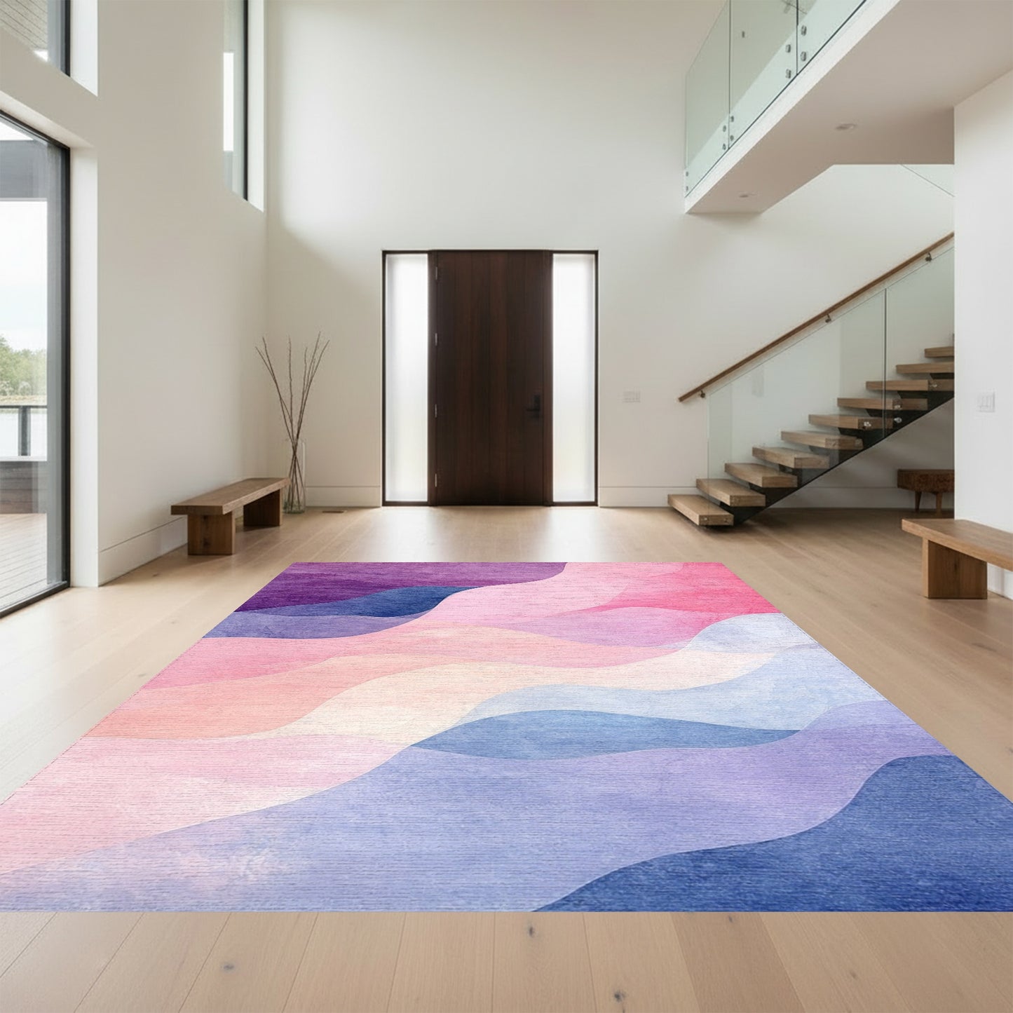 Purple Pink Blue Fluid Wave Rug