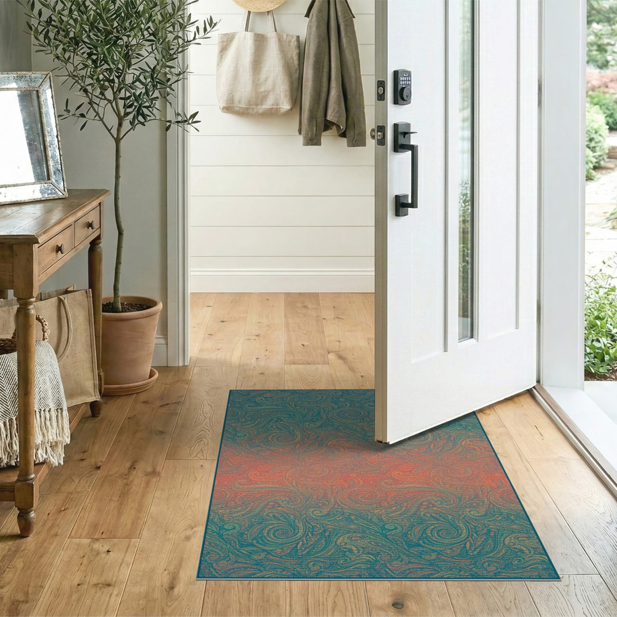 Boho Chic Paisley Swirl Area Rug