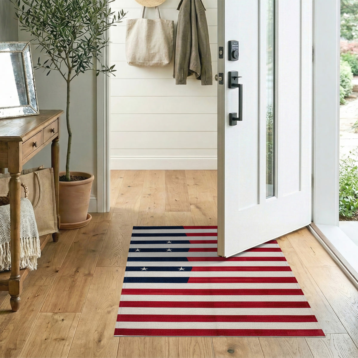 Multi-color and Patterns American Flag Washable Area Rug