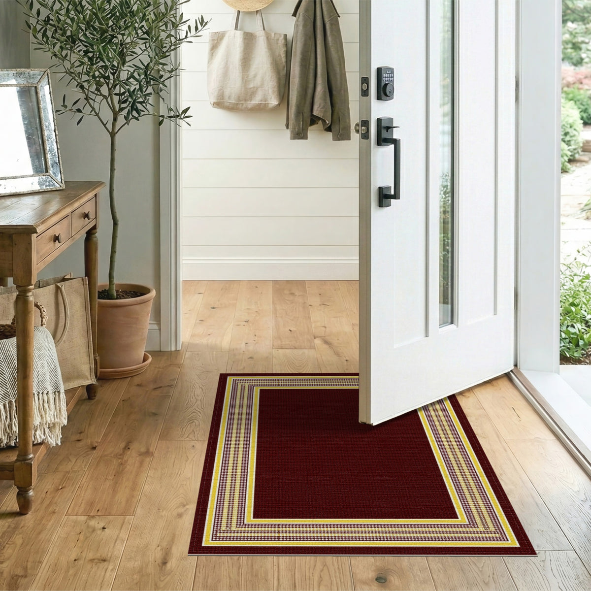 Red Traditional Persian Border Area Rug