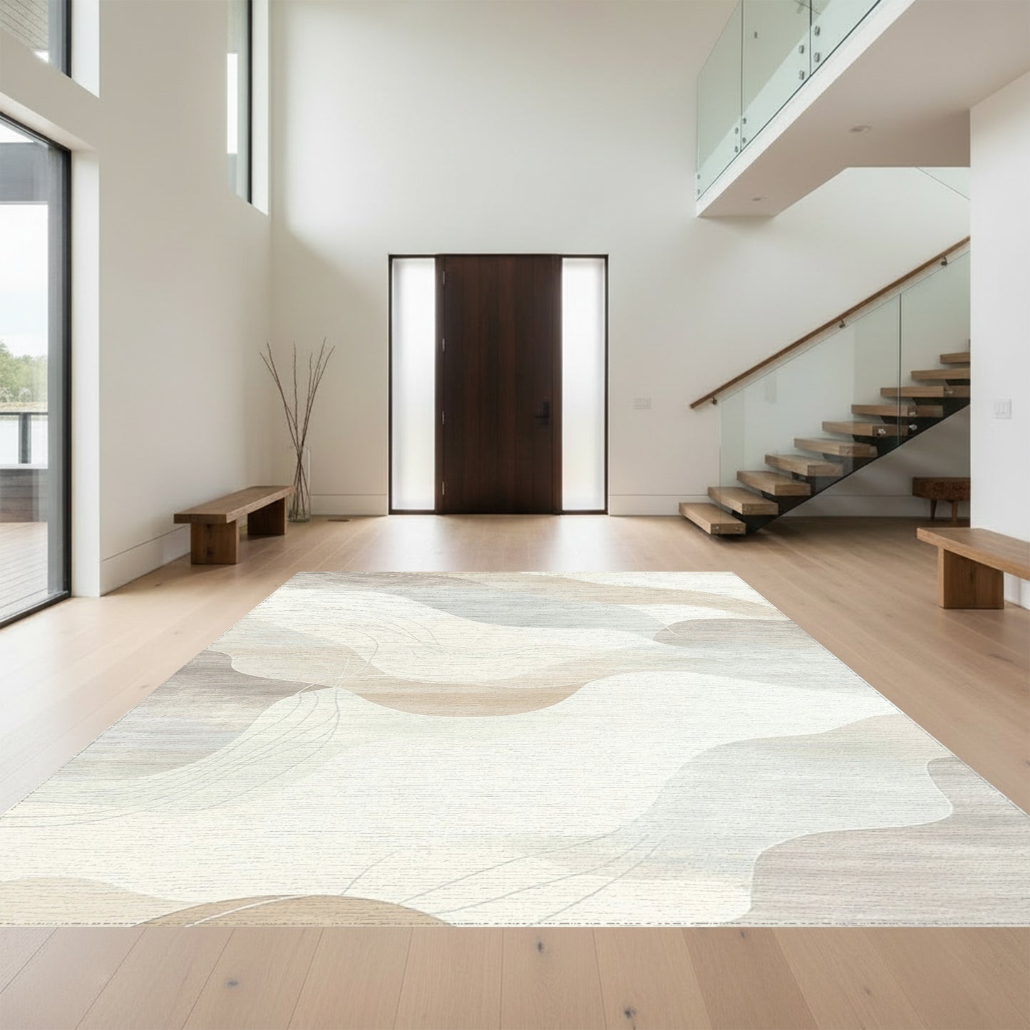 Beige Gray Fluid Abstract Rug