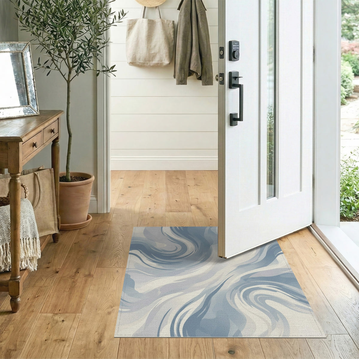Blue Swirl Abstract Area Rug