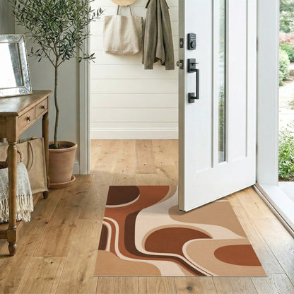 Brown and Tan Brown Tan Organic Abstract Area Rug