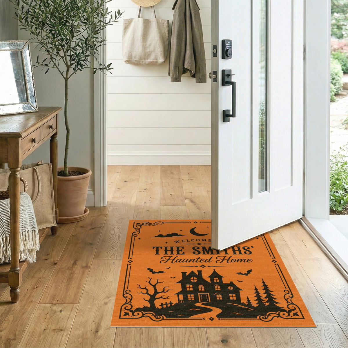 Orange The Smiths' Haunted Home Orange Halloween Rug