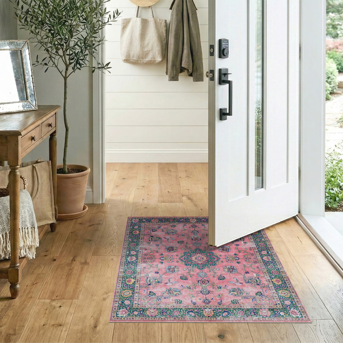 Pink Floral Vintage Area Rug
