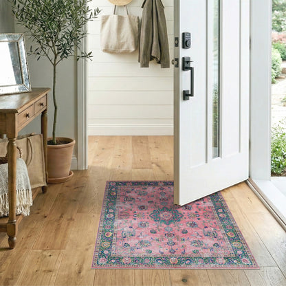 Pink Floral Vintage Area Rug