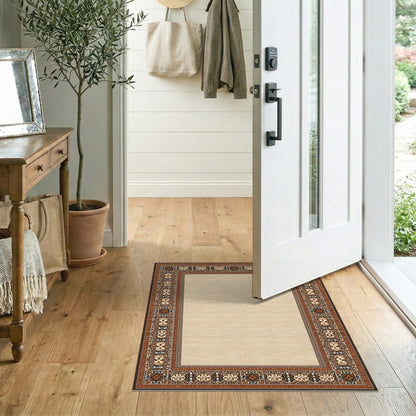 Beige Persian Bordered Area Rug