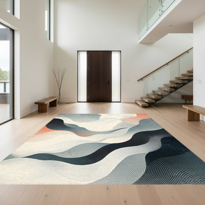 Gray Coral Fluid Wave Rug