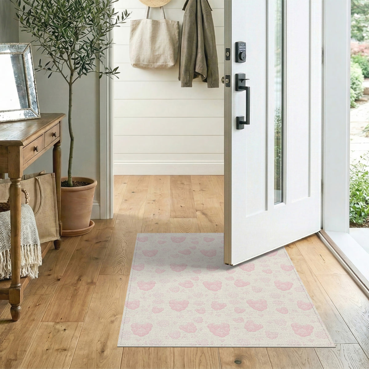 Pink Raspberry Fruit Washable Area Rug