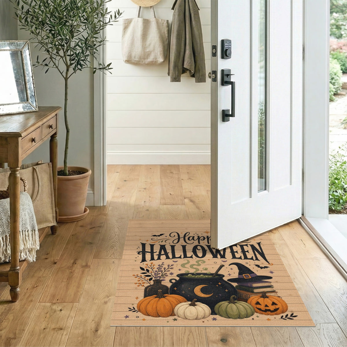 Happy Halloween Cauldron Pumpkin Washable Area Rug