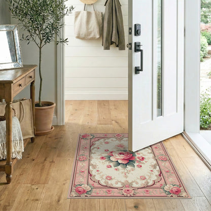 Pink Rose Floral Vintage Area Rug