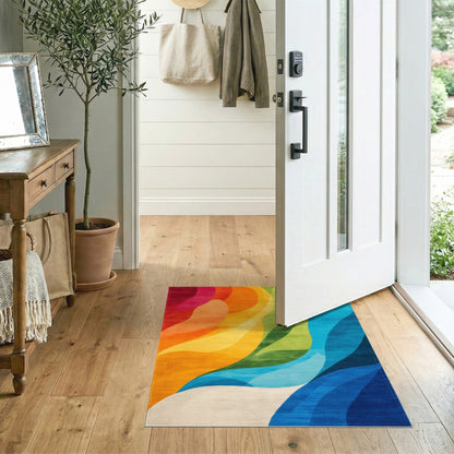 Abstract Area Multi-color and Patterns Vibrant Wave Abstract Area Rug