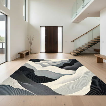 Grayscale Wavy Mountain Rug