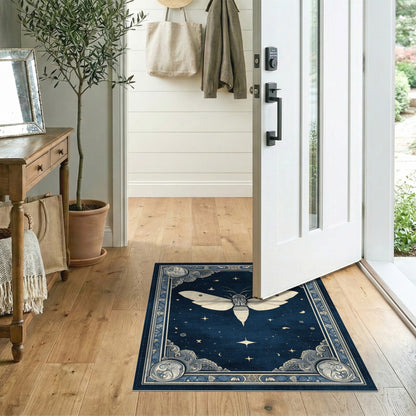 Celestial Moth Blue Area Rug