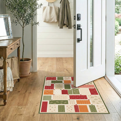 Patchwork Berry Plaid Area Rug