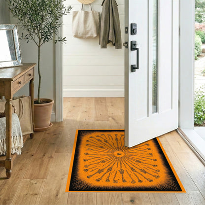 Orange Skeleton Burst Washable Area Rug