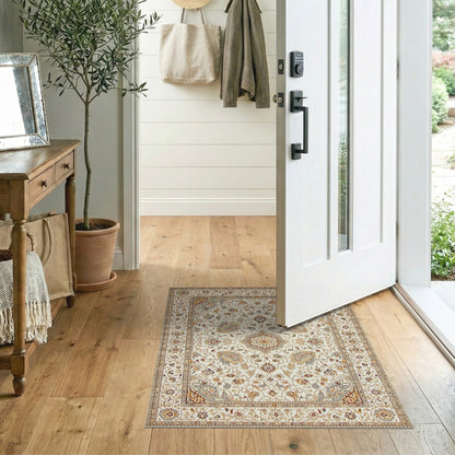 Floral Medallion Beige Persian Floral Medallion Area Rug