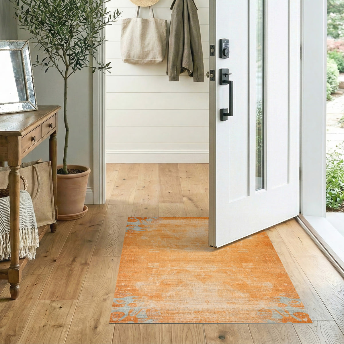 Orange Distressed Vintage Area Rug