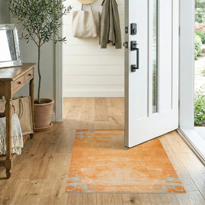 Orange Distressed Vintage Area Rug