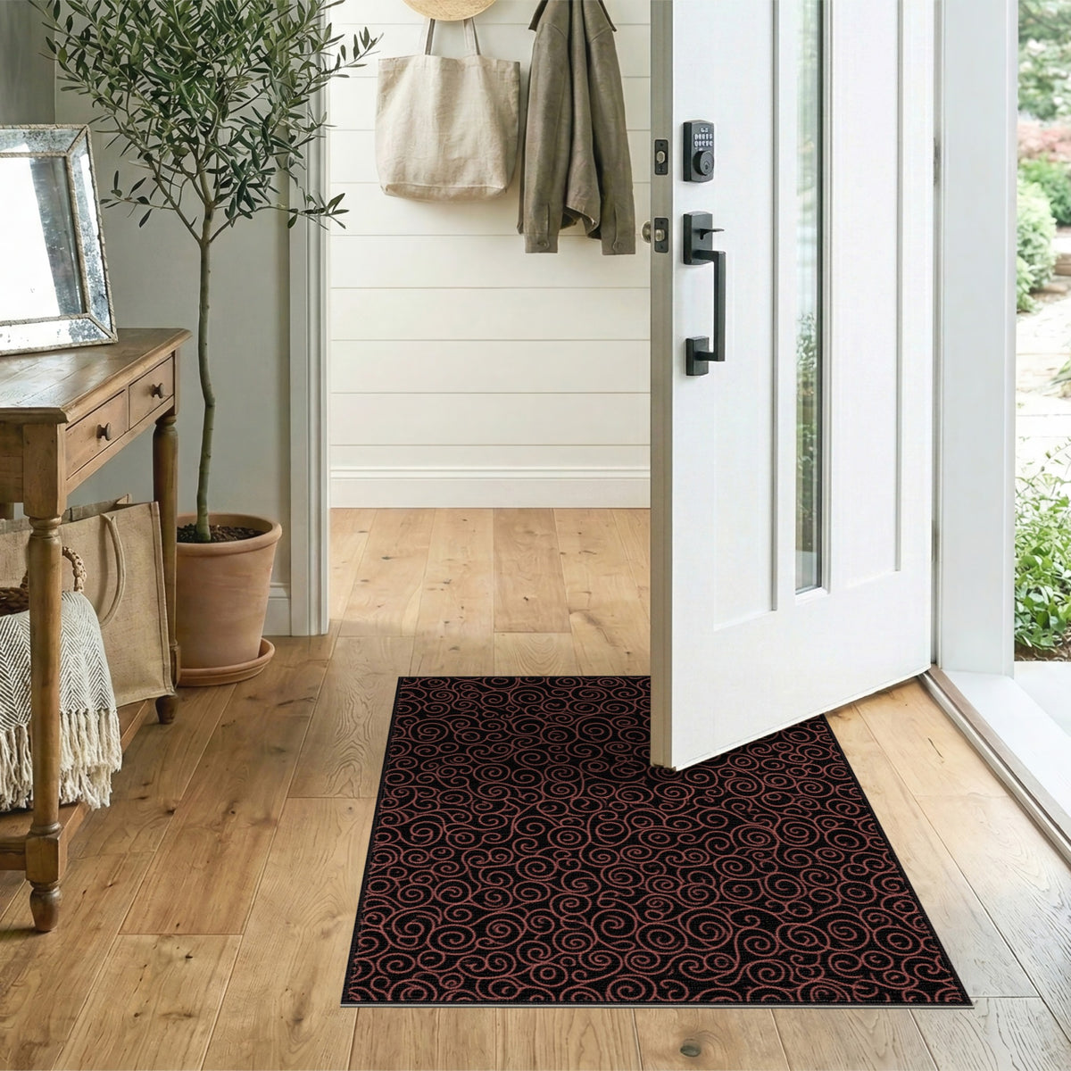 Red Spiral Swirl Area Rug