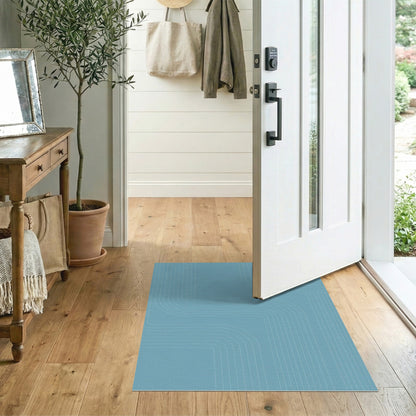 Blue Teal Geometric Lines Area Rug