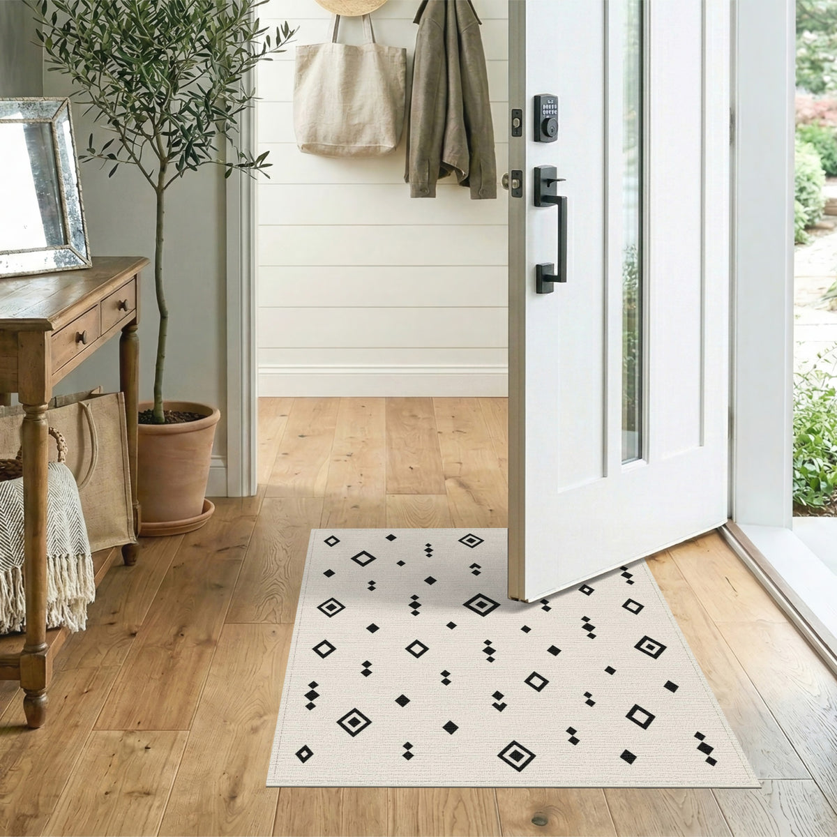 Geometric Modern Black Diamond Geometric Area Rug