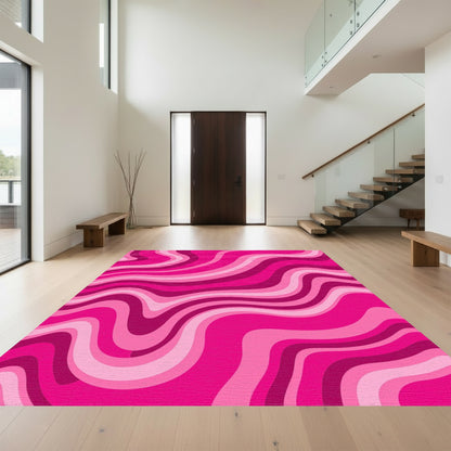 Pink Wavy Fluid Rug