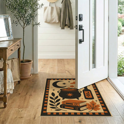 Mystical Cauldron Orange Washable Area Rug