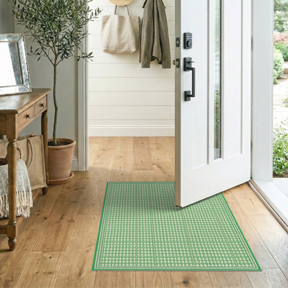 Green Geometric Pattern Washable Area Rug