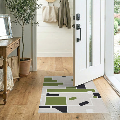 Green Geometric Abstract Area Rug
