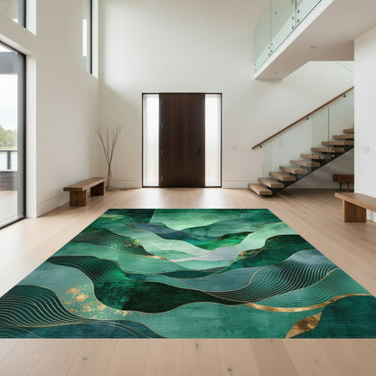 Emerald Gold Wavy Mountains Rug