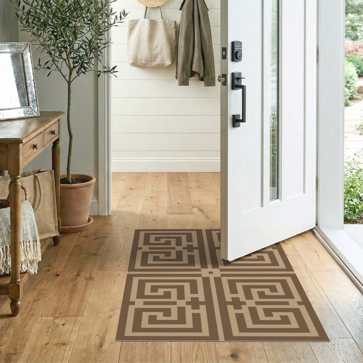 Geometric Brown Area Rug